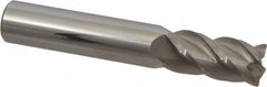 Accupro - 1/2", 4 Flute, Single End, Solid Carbide, 0.03" Corner Radius End Mill - 3" OAL, 40° Helix, Right Hand Flute, 1" LOC, Right Hand Cut - Benchmark Tooling