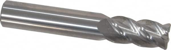 Accupro - 1/2", 4 Flute, Single End, Solid Carbide, 0.045" Corner Radius End Mill - 3" OAL, 40° Helix, Right Hand Flute, 1" LOC, Right Hand Cut - Benchmark Tooling