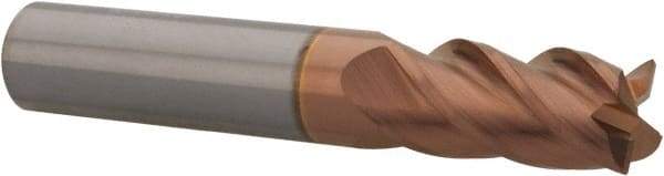 Accupro - 1/2", 4 Flute, Single End, Solid Carbide, 0.015" Corner Radius End Mill - 3" OAL, 40° Helix, Right Hand Flute, 1" LOC, Right Hand Cut - Benchmark Tooling