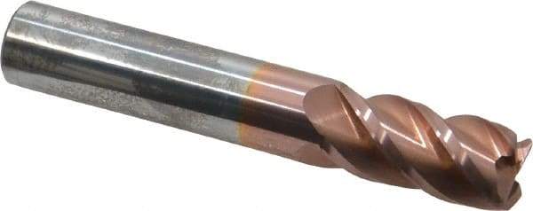 Accupro - 1/2", 4 Flute, Single End, Solid Carbide, 0.045" Corner Radius End Mill - 3" OAL, 40° Helix, Right Hand Flute, 1" LOC, Right Hand Cut - Benchmark Tooling