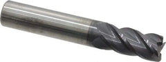 Accupro - 1/2", 4 Flute, Single End, Solid Carbide, 0.015" Corner Radius End Mill - 3" OAL, 40° Helix, Right Hand Flute, 1" LOC, Right Hand Cut - Benchmark Tooling