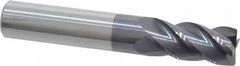 Accupro - 1/2", 4 Flute, Single End, Solid Carbide, 0.02" Corner Radius End Mill - 3" OAL, 40° Helix, Right Hand Flute, 1" LOC, Right Hand Cut - Benchmark Tooling