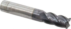 Accupro - 1/2", 4 Flute, Single End, Solid Carbide, 0.03" Corner Radius End Mill - 3" OAL, 40° Helix, Right Hand Flute, 1" LOC, Right Hand Cut - Benchmark Tooling