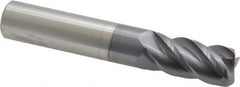 Accupro - 1/2", 4 Flute, Single End, Solid Carbide, 0.045" Corner Radius End Mill - 3" OAL, 40° Helix, Right Hand Flute, 1" LOC, Right Hand Cut - Benchmark Tooling