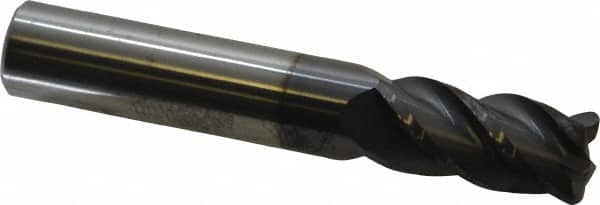 Accupro - 1/2", 4 Flute, Single End, Solid Carbide, 0.06" Corner Radius End Mill - 3" OAL, 40° Helix, Right Hand Flute, 1" LOC, Right Hand Cut - Benchmark Tooling