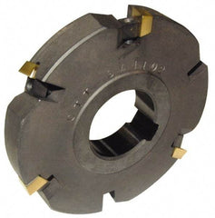 Cutting Tool Technologies - Arbor Hole Connection, 1/4" Cutting Width, 0.72" Depth of Cut, 3" Cutter Diam, 1" Hole Diam, 4 Tooth Indexable Slotting Cutter - DASC Toolholder, 1215 Insert, Neutral Cutting Direction - Benchmark Tooling