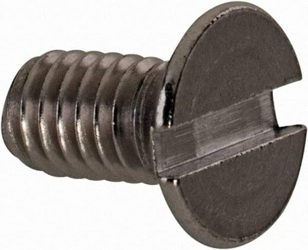 Value Collection - M4x0.70 Metric Coarse, 8mm OAL Slotted Drive Machine Screw - Flat Head, Grade 18-8 & A2 Stainless Steel, Uncoated, Without Washer - Benchmark Tooling