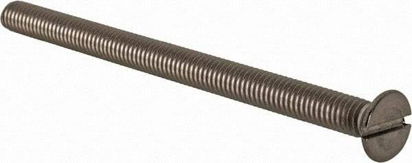 Value Collection - M4x0.70 Metric Coarse, 60mm OAL Slotted Drive Machine Screw - Flat Head, Grade 18-8 & A2 Stainless Steel, Uncoated, Without Washer - Benchmark Tooling