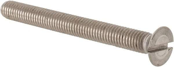 Value Collection - M5x0.80 Metric Coarse, 50mm OAL Slotted Drive Machine Screw - Flat Head, Grade 18-8 & A2 Stainless Steel, Uncoated, Without Washer - Benchmark Tooling