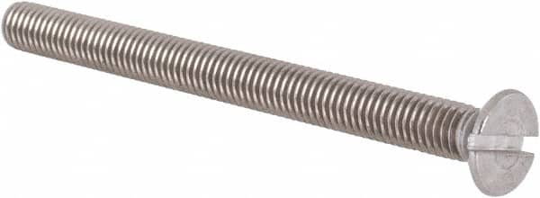 Value Collection - M5x0.80 Metric Coarse, 60mm OAL Slotted Drive Machine Screw - Flat Head, Grade 18-8 & A2 Stainless Steel, Uncoated, Without Washer - Benchmark Tooling