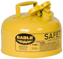 Eagle - 2 Gal Galvanized Steel Type I Safety Can - 9-1/2" High x 11-1/4" Diam, Yellow - Benchmark Tooling