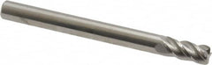 Accupro - 3/16", 4 Flute, Single End, Solid Carbide, 0.03" Corner Radius End Mill - 2" OAL, 40° Helix, Right Hand Flute, 3/8" LOC, Right Hand Cut - Benchmark Tooling