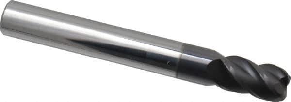 Accupro - 1/4", 4 Flute, Single End, Solid Carbide, 0.045" Corner Radius End Mill - 2" OAL, 40° Helix, Right Hand Flute, 3/8" LOC, Right Hand Cut - Benchmark Tooling