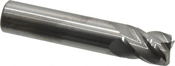 Accupro - 1/2", 4 Flute, Single End, Solid Carbide, 0.015" Corner Radius End Mill - 2-1/2" OAL, 40° Helix, Right Hand Flute, 5/8" LOC, Right Hand Cut - Benchmark Tooling