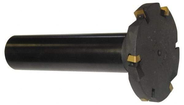 Cutting Tool Technologies - Shank Connection, 3/8" Cutting Width, 0.87" Depth of Cut, 3" Cutter Diam, 4 Tooth Indexable Slotting Cutter - 1-1/4" Shank Diam, DSSC Toolholder, 1312 Insert, Right Hand Cutting Direction - Benchmark Tooling