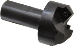 Cutting Tool Technologies - 45° Lead Angle, 1-1/2" Max Cut Diam, 1-1/2" Min Cut Diam, 0.32" Max Depth of Cut, Indexable Chamfer and Angle End Mill - 3 Inserts, CNMG 432 Insert Style, 3-1/2" Overall Length, Straight Shank, 45° Included Angle - Benchmark Tooling