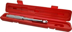 Proto - 1/4" Drive Micrometer Fixed Head Torque Wrench - 40 In/Lb to 200 In/Lb Torque, 11-45/64" OAL, 0.11 N/m Graduation, Ratchet Head - Benchmark Tooling