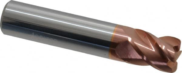 Accupro - 1/2", 4 Flute, Single End, Solid Carbide, 0.06" Corner Radius End Mill - 2-1/2" OAL, 40° Helix, Right Hand Flute, 5/8" LOC, Right Hand Cut - Benchmark Tooling