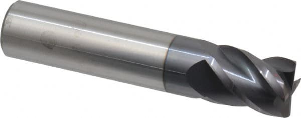 Accupro - 1/2", 4 Flute, Single End, Solid Carbide, 0.015" Corner Radius End Mill - 2-1/2" OAL, 40° Helix, Right Hand Flute, 5/8" LOC, Right Hand Cut - Benchmark Tooling