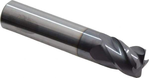 Accupro - 1/2", 4 Flute, Single End, Solid Carbide, 0.045" Corner Radius End Mill - 2-1/2" OAL, 40° Helix, Right Hand Flute, 5/8" LOC, Right Hand Cut - Benchmark Tooling