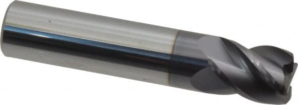 Accupro - 1/2", 4 Flute, Single End, Solid Carbide, 0.06" Corner Radius End Mill - 2-1/2" OAL, 40° Helix, Right Hand Flute, 5/8" LOC, Right Hand Cut - Benchmark Tooling