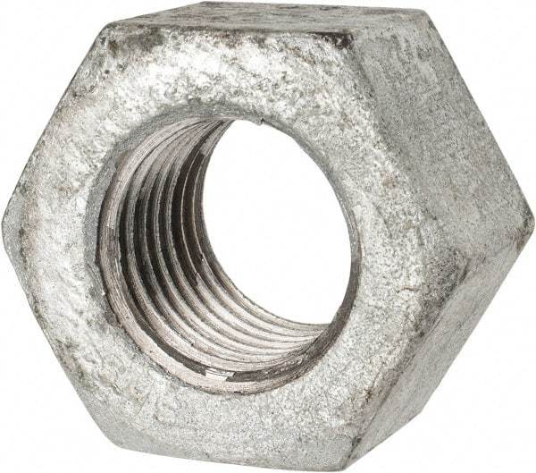 Value Collection - 1-1/4 - 7 UNC Steel Right Hand Heavy Hex Nut - 2" Across Flats, 1-7/32" High, Galvanized Finish - Benchmark Tooling