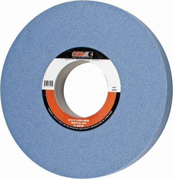 Camel Grinding Wheels - 16" Diam x 5" Hole x 2" Thick, I Hardness, 46 Grit Surface Grinding Wheel - Aluminum Oxide, Type 1, Coarse Grade, 1,671 Max RPM, Vitrified Bond, No Recess - Benchmark Tooling