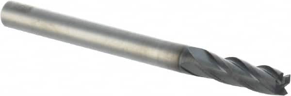 Iscar - 1/8", 3/8" LOC, 1/8" Shank Diam, 1-1/2" OAL, 4 Flute, Solid Carbide Square End Mill - Single End, TiAlN Finish, Spiral Flute, 30° Helix, Centercutting, Right Hand Cut, Right Hand Flute - Benchmark Tooling