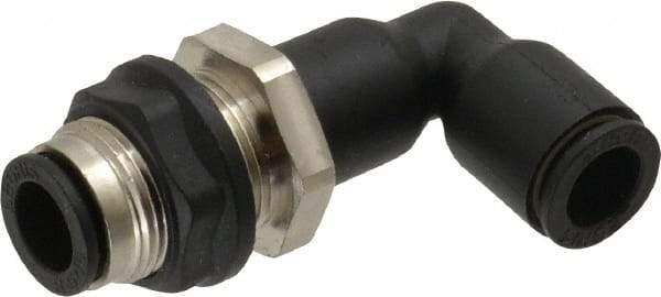 Legris - 8mm OD, Tube to Tube, Nylon/Nickel Plated Brass Push-to-Connect Bulkhead Union Elbow - 290 Max psi - Benchmark Tooling