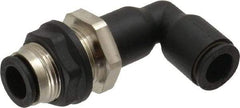Legris - 8mm OD, Tube to Tube, Nylon/Nickel Plated Brass Push-to-Connect Bulkhead Union Elbow - 290 Max psi - Benchmark Tooling