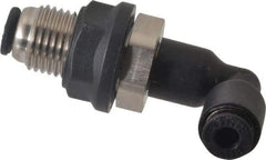 Legris - 1/8" OD, Tube to Tube, Nylon/Nickel Plated Brass Push-to-Connect Bulkhead Union Elbow - 290 Max psi - Benchmark Tooling