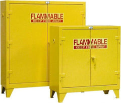 Strong Hold - 2 Door, 2 Shelf, Yellow Steel Standard Safety Cabinet for Flammable and Combustible Liquids - 49" High x 44" Wide x 18" Deep, Self Closing Door, 30 Gal Capacity - Benchmark Tooling