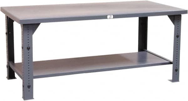 Strong Hold - 60 Wide x 36" Deep x 30" High, Steel Work Table - Flat Top, Angle Legs, Dark Gray - Benchmark Tooling