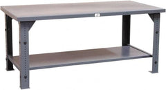 Strong Hold - 72 Wide x 36" Deep x 30" High, ABS Work Table - Flat Top, Angle Legs, Dark Gray - Benchmark Tooling