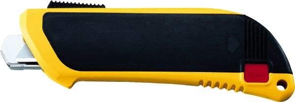 Olfa - Retractable Utility Knife - 2" Blade, Yellow & Black Plastic/Stainless Steel Handle, 1 Blade Included - Benchmark Tooling