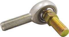 Made in USA - 5/8" ID, 1.51" Max OD, 17,959 Lb Max Static Cap, Male Spherical Rod End with Stud - 5/8-18 LH, 1-5/8" Shank Length, Alloy Steel with Steel Raceway - Benchmark Tooling