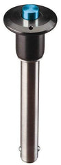 Jergens - 5/8" Diam, 1-1/2" Usable Length, Button Handle, Push Button Quick Release Pin - 3-3/4" Overall Length, Grade 17-4 Stainless Steel, Passivated Finish - Benchmark Tooling