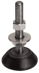 Mason Ind. - 250 Lb Capacity, 1/2-13 Thread, 3-3/8" OAL, Steel Stud, Studded Socket Mount Leveling Mount - 2-1/2" Stud Length, 2-1/4" Base Diam, Neoprene Pad with Steel Glide - Benchmark Tooling