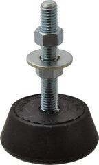 Mason Ind. - 150 Lb Capacity, 3/8-16 Thread, 3-3/8" OAL, Steel Stud, Studded Socket Mount Leveling Mount - 2-1/2" Stud Length, 2-1/4" Base Diam, Neoprene Pad with Steel Glide - Benchmark Tooling