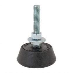 Mason Ind. - 250 Lb Capacity, 3/8-16 Thread, 3-3/8" OAL, Steel Stud, Studded Socket Mount Leveling Mount - 2-1/2" Stud Length, 2-1/4" Base Diam, Neoprene Pad with Steel Glide - Benchmark Tooling