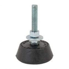 Mason Ind. - 250 Lb Capacity, 3/8-16 Thread, 3-3/8" OAL, Steel Stud, Studded Socket Mount Leveling Mount - 2-1/2" Stud Length, 2-1/4" Base Diam, Neoprene Pad with Steel Glide - Benchmark Tooling