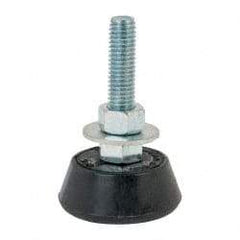 Mason Ind. - 600 Lb Capacity, 1/2-13 Thread, 3-3/8" OAL, Steel Stud, Studded Socket Mount Leveling Mount - 2-1/2" Stud Length, 2-1/4" Base Diam, Neoprene Pad with Steel Glide - Benchmark Tooling