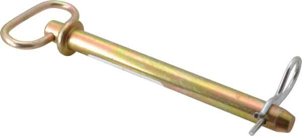 Made in USA - 5/8" Pin Diam, 6-3/4" Long, Zinc Plated Steel Pull Ring Hitch Pin - 6" Usable Length - Benchmark Tooling