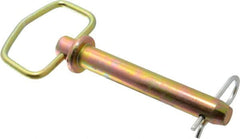 Made in USA - 3/4" Pin Diam, 5" Long, Zinc Plated Steel Pull Ring Hitch Pin - 4-1/4" Usable Length - Benchmark Tooling