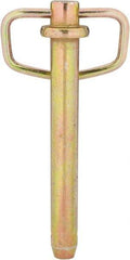 Made in USA - 3/4" Pin Diam, 6" Long, Zinc Plated Steel Pull Ring Hitch Pin - 5-1/4" Usable Length - Benchmark Tooling