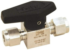 Parker - 3/8" Pipe, 3,000 psi WOG Rating, 316 Stainless Steel, Inline, One Way Instrumentation Plug Valve - Wedge Handle, Viton Seal - Benchmark Tooling