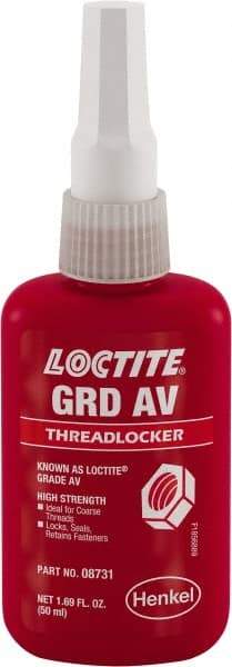 Loctite - 50 mL, Red, High Strength Liquid Threadlocker - 24 hr Full Cure Time - Benchmark Tooling