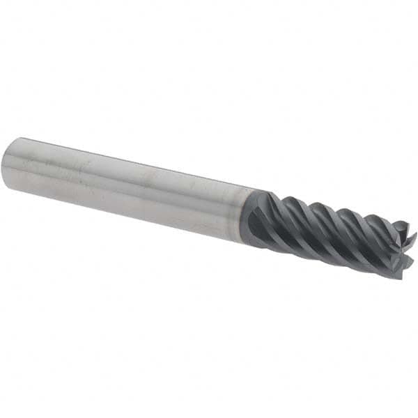 Iscar - 0.313", 3/4" LOC, 5/16" Shank Diam, 2-1/2" OAL, 6 Flute, Solid Carbide Square End Mill - Single End, TiAlN Finish, Spiral Flute, 45° Helix, Centercutting, Right Hand Cut, Right Hand Flute - Benchmark Tooling