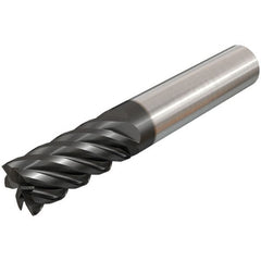 Iscar - 0.437", 1" LOC, 7/16" Shank Diam, 2-3/4" OAL, 6 Flute, Solid Carbide Square End Mill - Single End, TiAlN Finish, Spiral Flute, 45° Helix, Centercutting, Right Hand Cut, Right Hand Flute - Benchmark Tooling