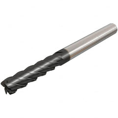 Iscar - 12mm, 48mm LOC, 12mm Shank Diam, 100mm OAL, 4 Flute, Solid Carbide Square End Mill - Single End, TiAlN Finish, Spiral Flute, 45° Helix, Centercutting, Right Hand Cut, Right Hand Flute - Benchmark Tooling